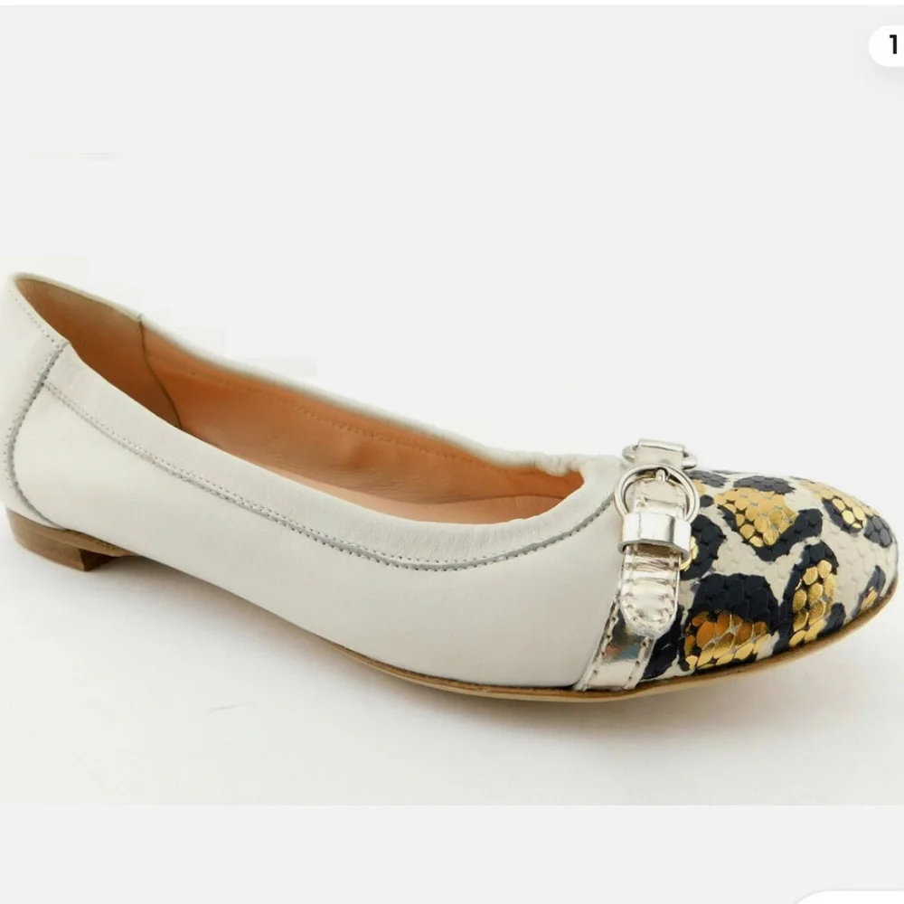 AGL Leather Flats with Leopard Cap Toe - Picture 2 of 12